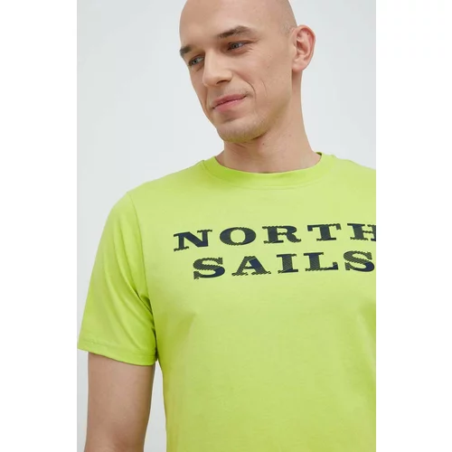 North Sails Pamučna majica boja: zelena, s tiskom
