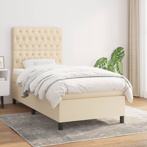 The Living Store Box spring postelja z vzmetnico krem 90x200 cm blago - Box Spring Postelja, (21513221) Slike