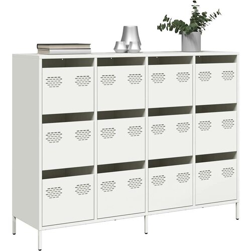 vidaXL Komoda bela 135x39x103,5 cm hladno valjano jeklo Cene