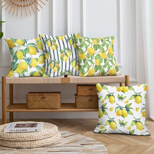 Mila Home Prevleke za blazino v kompletu 4 ks 43x43 cm Lemons – Cene