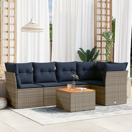 vidaXL 6-dijelni set vrtnih sofa od poliratana s jastucima sivi Cijene