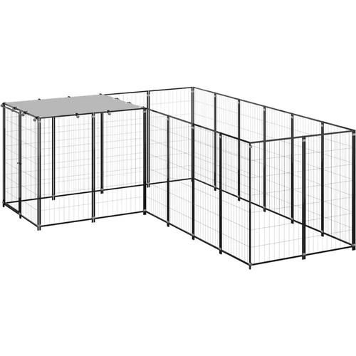 vidaXL kavez za pse crni 4,84 m² čelični