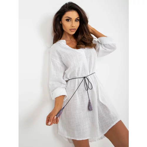 Fashion Hunters White everyday dress with wide sleeves OCH BELLA