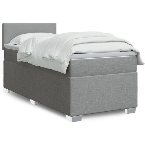 vidaXL Box spring postelja z vzmetnico svetlo siva 90x200 cm blago Cene
