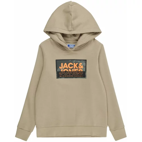 Jack & Jones Sweater majica 'LOGAN' tamno bež / kaki / narančasta / crna