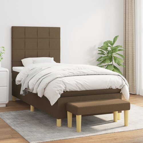 The Living Store Box spring postelja z vzmetnico temno rjava 100x200 cm blago - Box Spring Postelja, (21520632) Cene