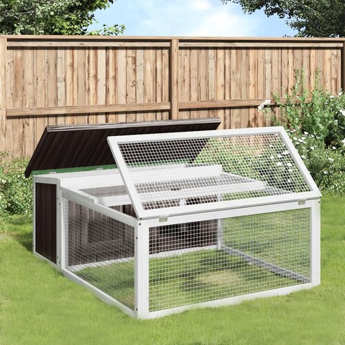 VidaXL Kavez za zečeve sivi 117 5 x 97 x 47 5 cm od masivne borovine Slike