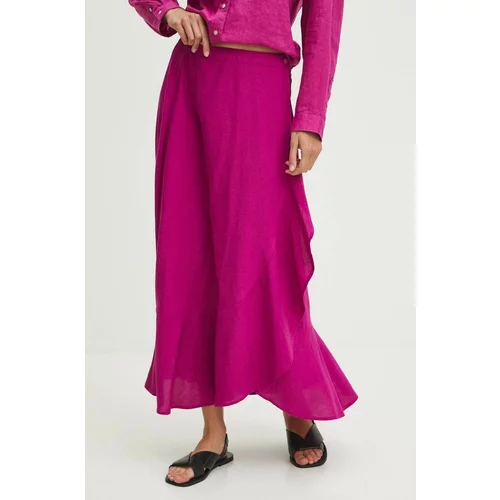 Medicine Suknja s dodatkom lana boja: ružičasta, maxi, širi se prema dolje