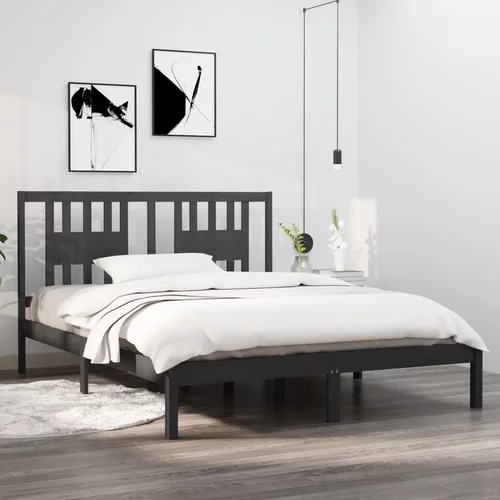  za krevet od masivne borovine sivi 160 x 200 cm