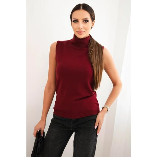 Kesi Włoski Women&amp;#039;s sleeveless viscose blouse with a turtleneck burgundy Slike