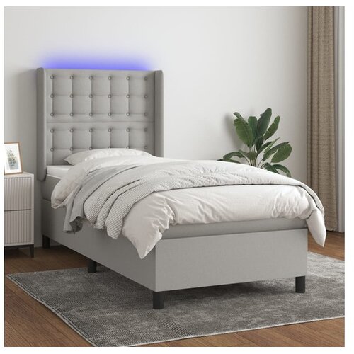  Krevet box spring s madracem LED svjetlosivi 100x200 cm tkanina Cene