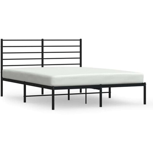VidaXL Metalni okvir za krevet s uzglavljem crni 150x200 cm Slike