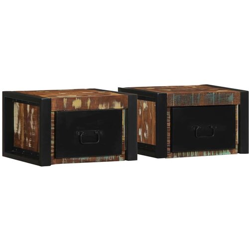  Noćni ormarići 2 kom Vi&amp;scaron;ebojni 40x35x25 cm Obrađeno puno drvo Slike