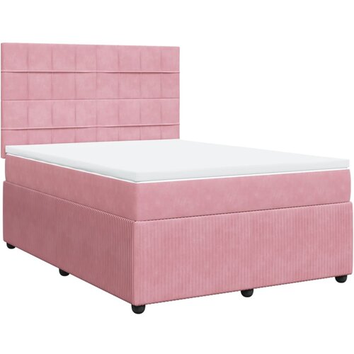 vidaXL Box spring postelja z vzmetnico roza 140x190 cm žamet, (21306497) Cene