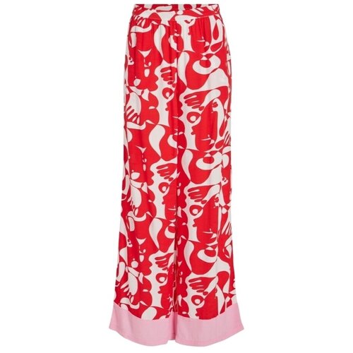 Vila Hlače Pants Kikki Mat - Flame Rdeča Slike