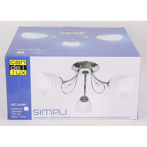 Candellux luster/visilica-simpoland i viseća lampa 3*40W E27 hrom Slike