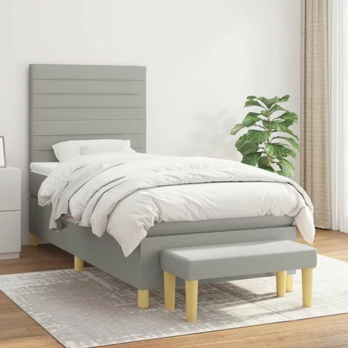  Box spring postelja z vzmetnico svetlo siv 100x200 cm blago, (20900627)