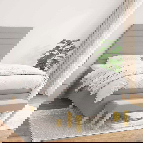  Krevet s oprugama i madracem svjetlosivi 100x200 cm od tkanine Slike
