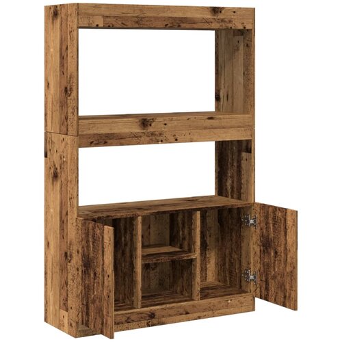  Visoka komoda boja staro drvo 92x33x140 cm konstruirano drvo Slike
