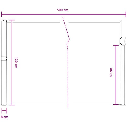  Retraktabilna bočna tende Siva 500 x 120 cm Poliester Slike