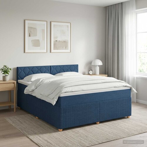  Boxspring krevet s madracem Plava 180 x 200 cm Tkanina Cijene