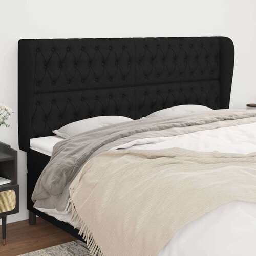  Uzglavlje s u&amp;scaron;ima crni 203x23x118/128 cm od tkanine Slike