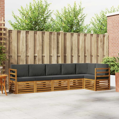  Set vanjskih sofa 6 kom. Prirodna i antracit Poliester Bijela 306 x 128,5 x 73 cm Slike