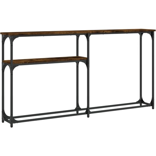Maison Chic konzolna miza - miza ob steni dimljen hrast 145x22,5x75 cm inženirski les, (21786312) Slike
