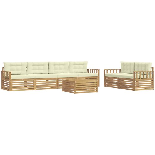vidaXL Zunanja garnitura za sedenje 7 pcs Bela in krem Poliester, (5000280523) Cene