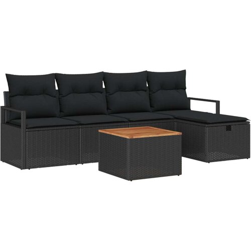  Set vrtnih sofa s jastučićima crnog poli ratana dvostruka vrtna sofa s pohranom i jastučićima crnog poli ratana Cene