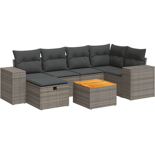 VidaXL 7-dijelni set vrtnih sofa sivi od poliratana Slike