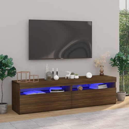 The Living Store TV omarica z LED lučkami 2 kosa rjavi hrast 75x35x40 cm - TV Omarica, (21376770) Slike