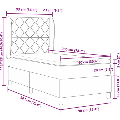 Box Spring Krevet s Madracem Tamnoplava 90x200 cm Bar&amp;scaron;un Slike