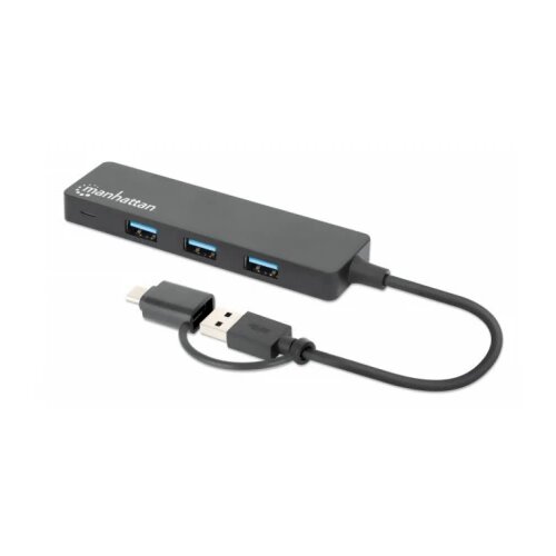 Manhattan USB-C HUB 4port 180863 3.2 G1+USB-C/5Gbps/Crni Cene