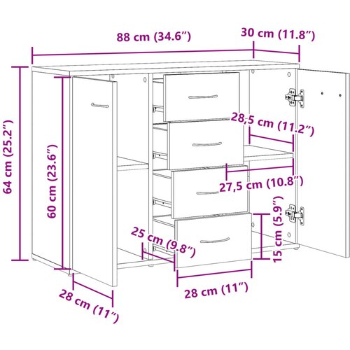  Komoda boja starog drva 88x30x64 cm od konstruiranog drva Slike
