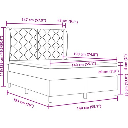 Box Spring Krevet s Madracem Taupe 140x190 cm Tkanina Slike