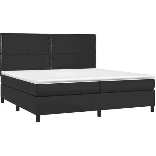  Krevet box spring s madracem LED crni 200x200cm od umjetne kože Slike