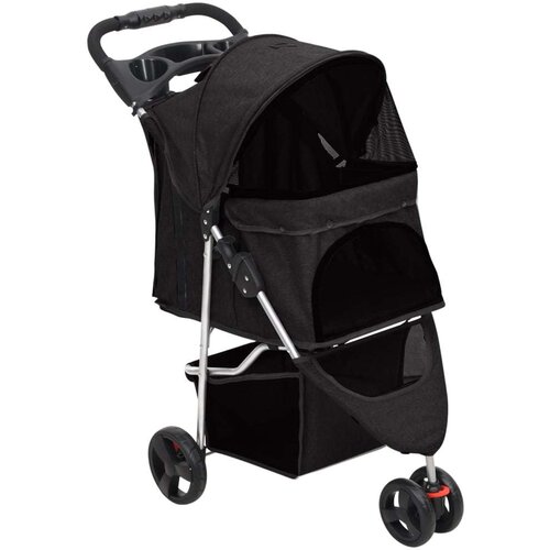  Sklopiva kolica za pse crna 80 x 46 x 98 cm od tkanine oxford Slike