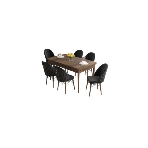Hanah home set trpezarijski sto i 6 stolica roz baroque black Cene