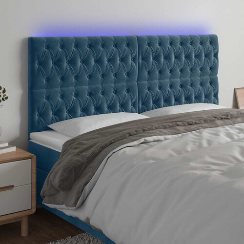  LED uzglavlje tamnoplavo 180x7x118/128 cm od tkanine Slike