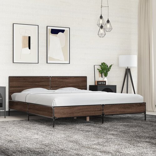 Furnova Posteljni okvir rjav hrast 180x200 cm inženirski les in kovina, (21937062) Slike