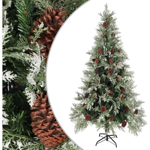 vidaXL Novoletna jelka s storži zelena in bela 225 cm PVC in PE Cene