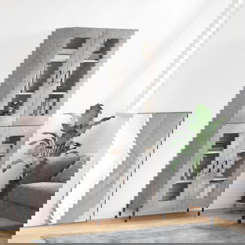 vidaXL Visoka komoda betonsko siva 69,5x34x180 cm inženirski les Cene