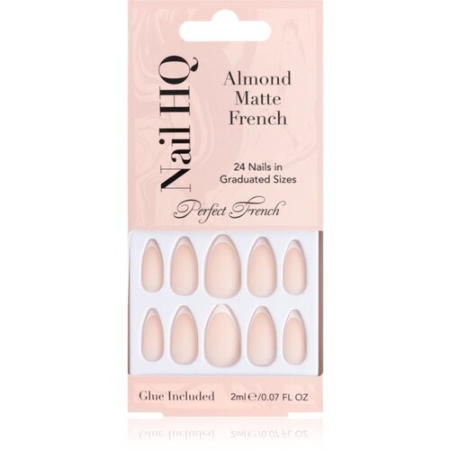 Nail HQ Almond Matte French umetni nohti z lepilom 24 kos Slike