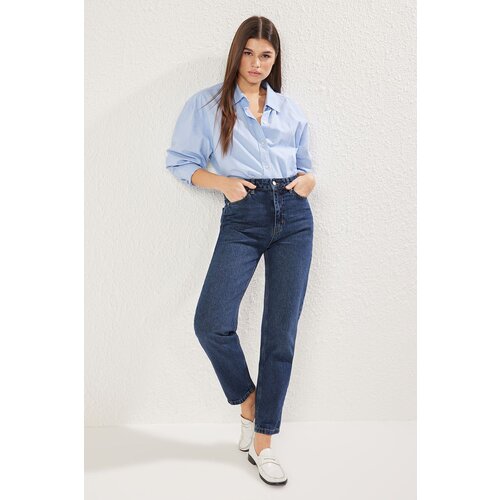 Trendyol Dark Blue Regular Waist Mom Jeans Slike