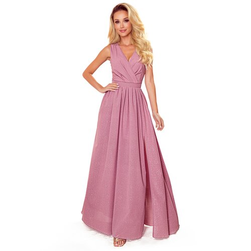 Numoco Long dress with neckline and tie Slike