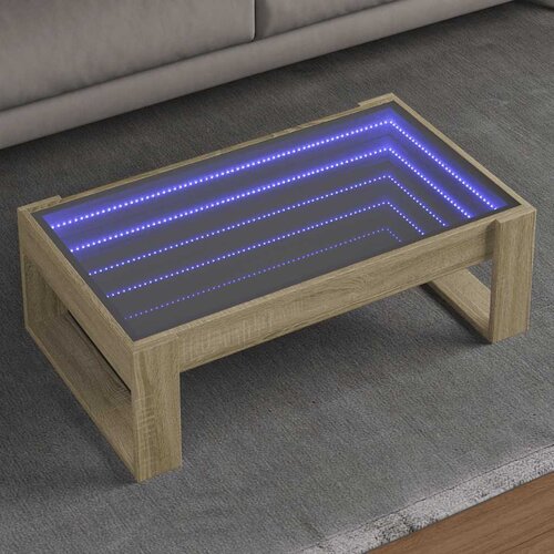  Stolić s beskonačnim LED svjetlima boja hrasta 90x53x30 cm Cijene