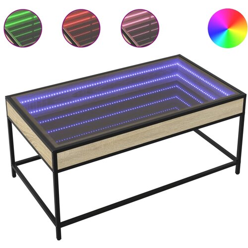 Maison Chic Klubska mizica - kavna mizica - Nizka mizica z neskončnimi LED sonoma hrast 90x50x41 cm, (21752200) Slike