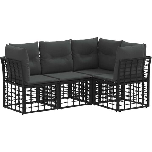  Set vanjskih sofa Crna Poliester - Crna bez stola Cijene