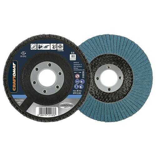 CRAFTOMAT Brusna ploča za metal i drvo (Promjer: 115 mm, Granulacija: 80) Slike